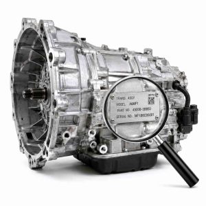Close-up-of-automatic-transmission-identification-number-and-specification-plate