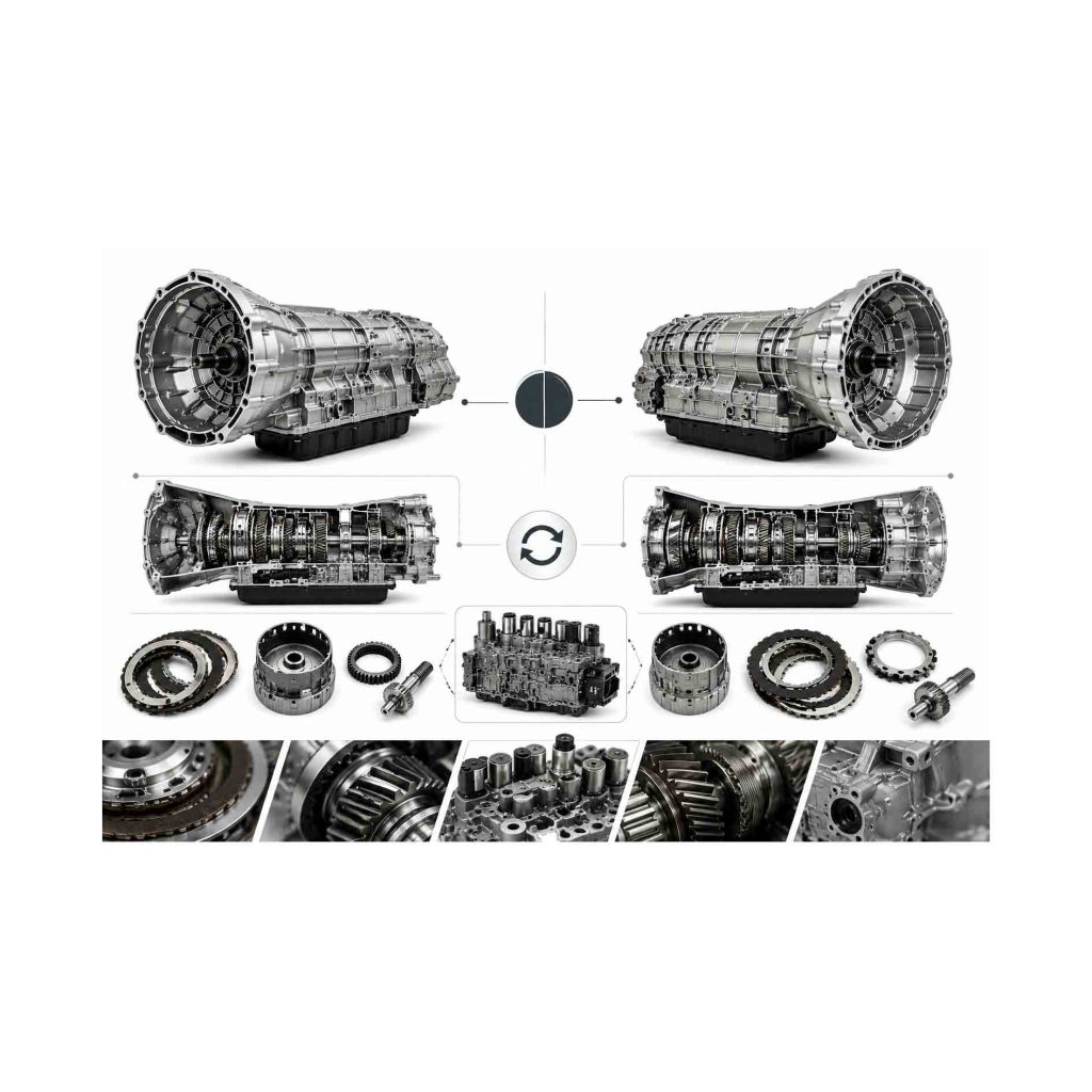 ZF 6HP19 and 6HP21 automatic transmissions side by side showing technical differences and interchangeable components